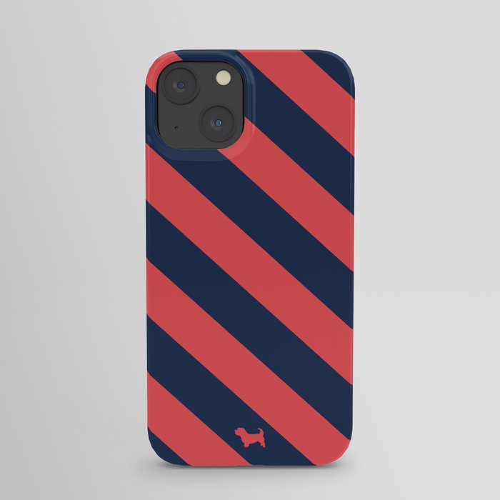 Preppy & Classy, Navy Blue / Red Striped iPhone Case