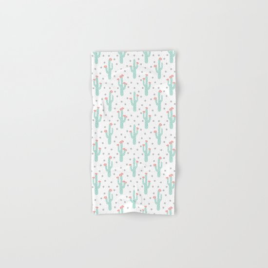 White Cactus Flowers triangle geometric kids fun southwest tribal socal hipster pattern desert print Hand & Bath Towel