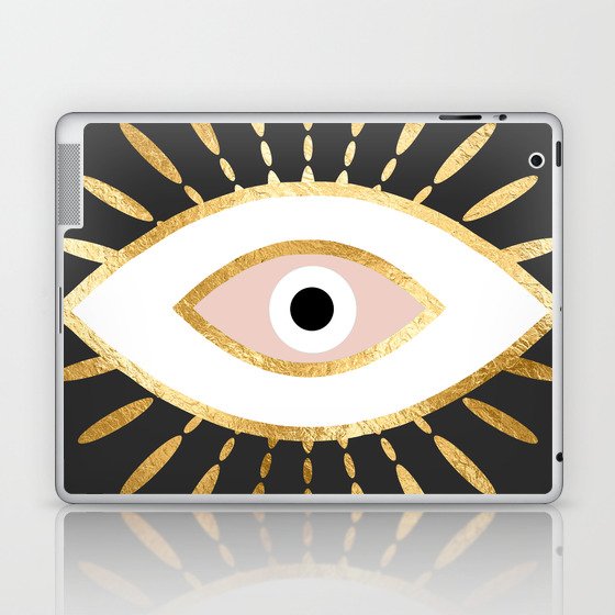 gold foil evil eye in blush Laptop & iPad Skin