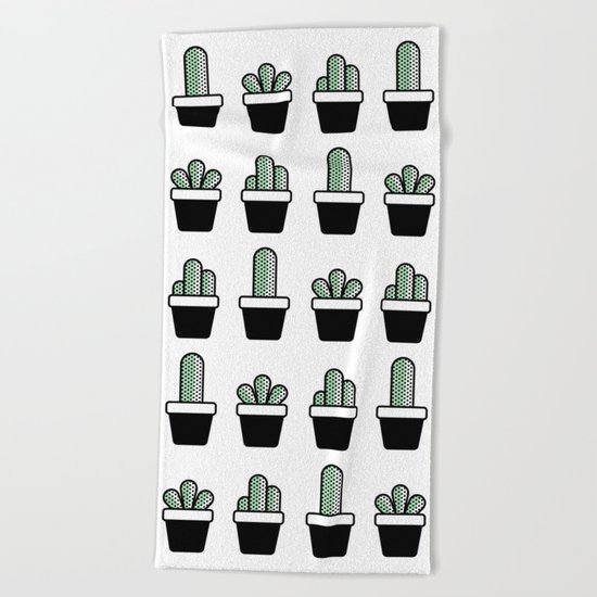 Cactus Plants Pattern Beach Towel