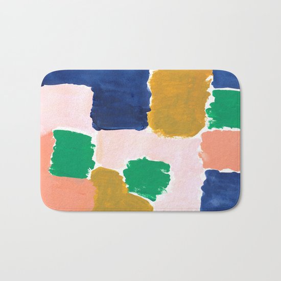 Shel - abstract painting boho modern bright minimal color palette gender neutral dorm college decor Bath Mat
