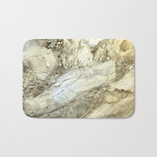 White Marble with Earth Tones Bath Mat