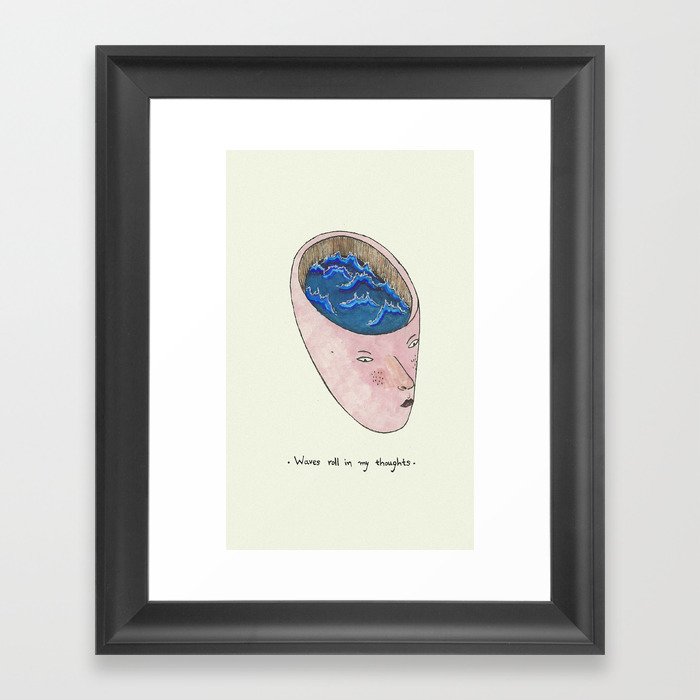 Waves roll in my thoughts Framed Art Print