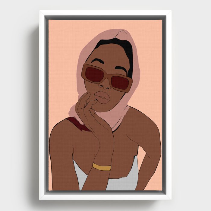 Classy Black Woman Vector Art Framed Canvas