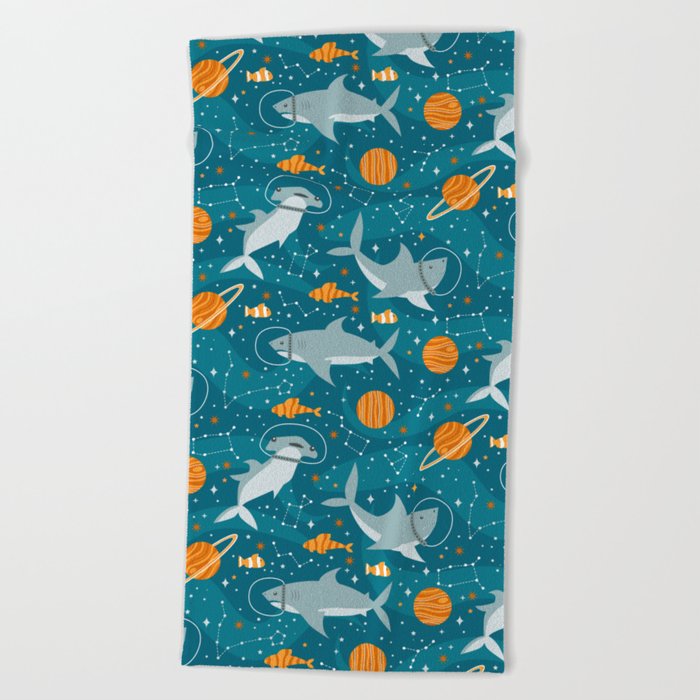 Space Sharks Beach Towel