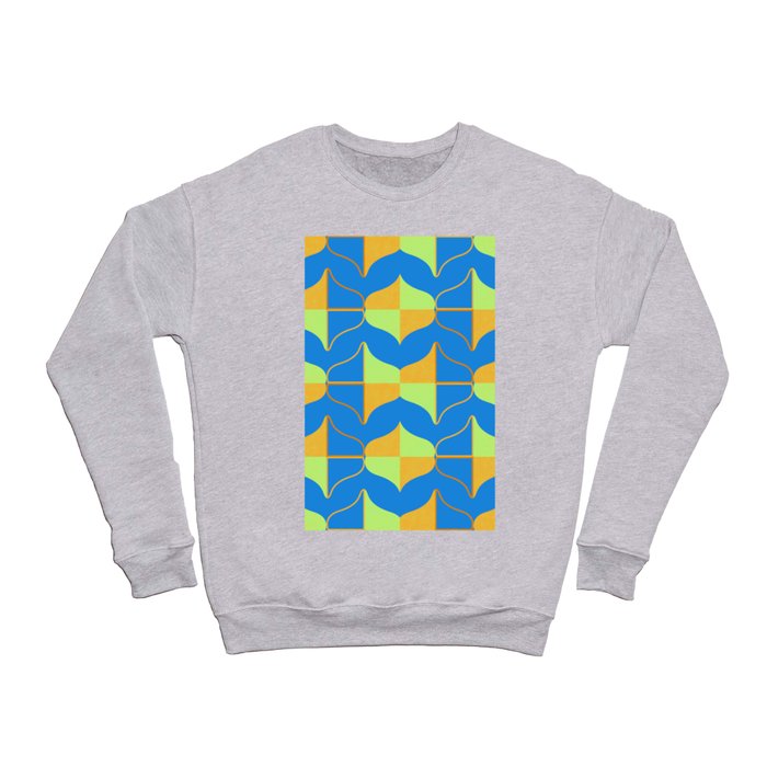 WHALE SONG Midcentury Modern Organic Shapes in Vibrant Yellow and Blue Crewneck Sweatshirt