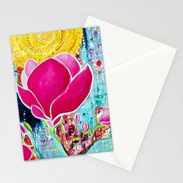 STAINED GLASS MAGNOLIAS Stationery Card