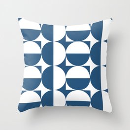Mid century white and blue Throw Pillow