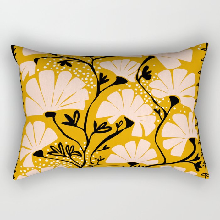 Ever blooming good vibes mustard yellow Rectangular Pillow