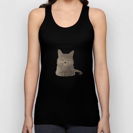 Happy cat illustration in blue and brown Unisex Tank Top