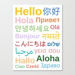 Hello In Different Languages Canvas Print