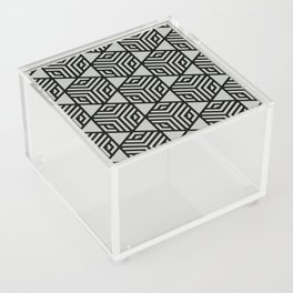 Black and Gray Green Stripe Cube Pattern - Pratt and Lamberts 2022 Color of the Year Gray Mist 419B Acrylic Box