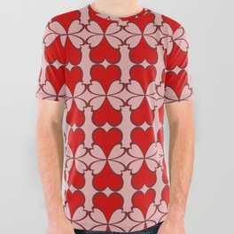 Decorative hearts pattern All Over Graphic Tee