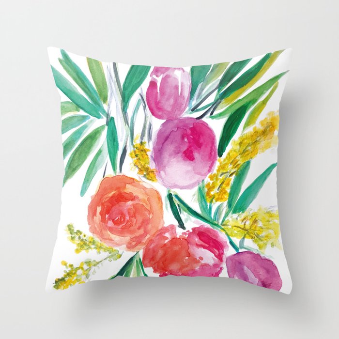Watercolor bloom  Throw Pillow