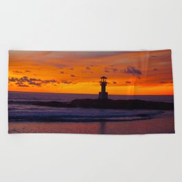 Lighthouse reflections Beach Towel
