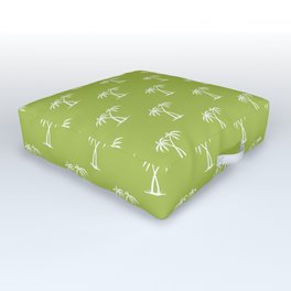 Light Green And White Palm Trees Pattern Outdoor Floor Cushion