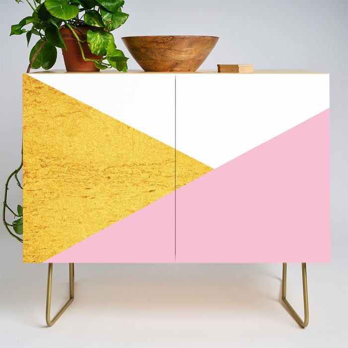 Gold & pink geometry credenza