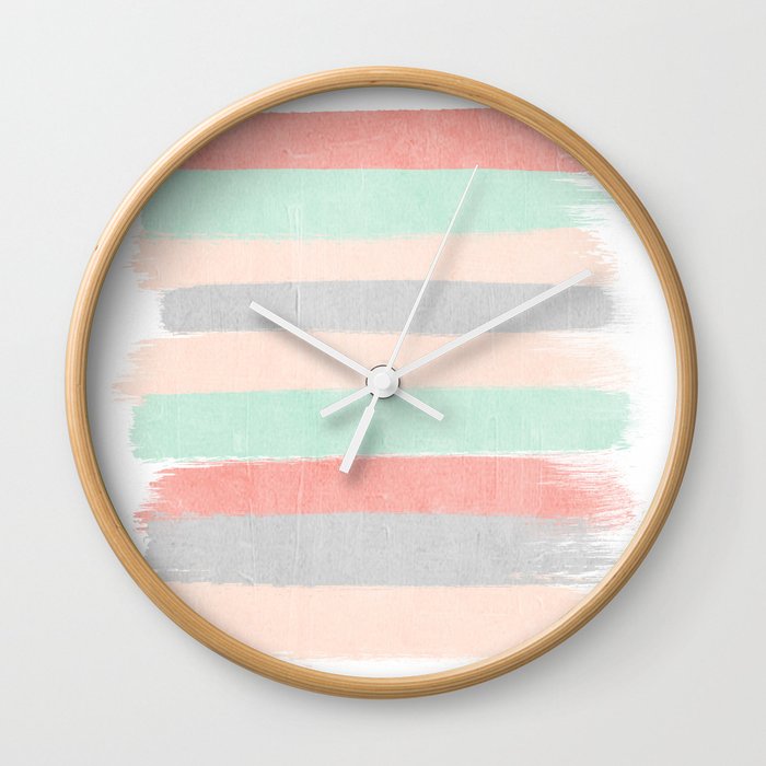 Stripes Hand Painted Abstract Minimal Nursery Decor Gender Neutral Stripes Hand Painted Abstract Minimal Nursery Decor Gender Neutral Palette Wall Clock