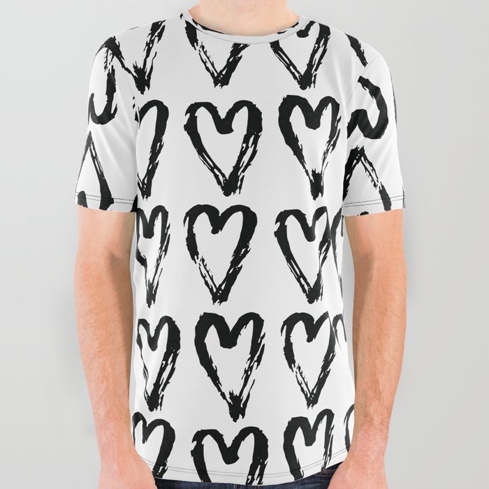 Black White Love Heart Pattern Mix Match With Simplicty Of Life All Over Graphic Tee By Simplicity_of_live Society6 Black White Love Heart Pattern Mix Match With Simplicty Of Life All Over Graphic Tee By Simplicity_of_live Society6