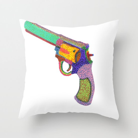 gun shoots color Throw Pillow