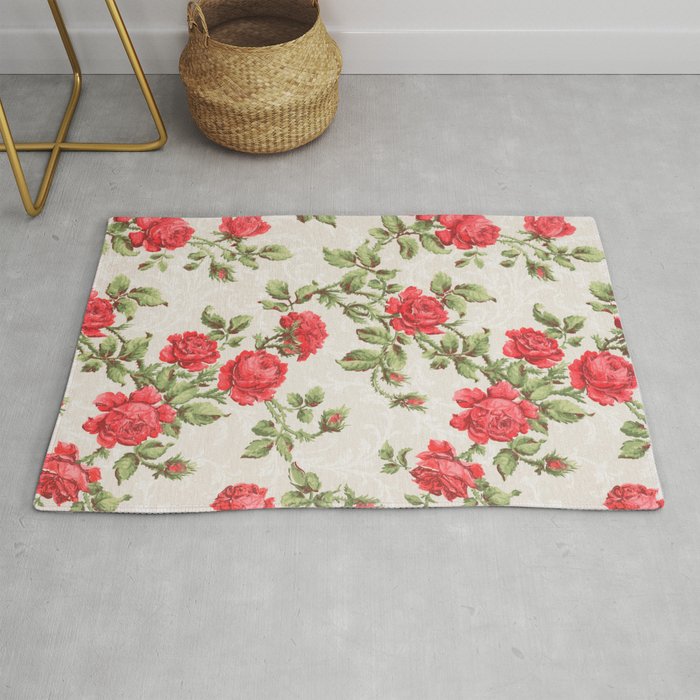 Victorian Vintage Rose Rug by Art Culture Society6