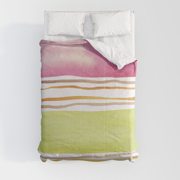 18  |181026 Lines & Color Block | Watercolor Abstract | Modern Watercolor Art Comforter