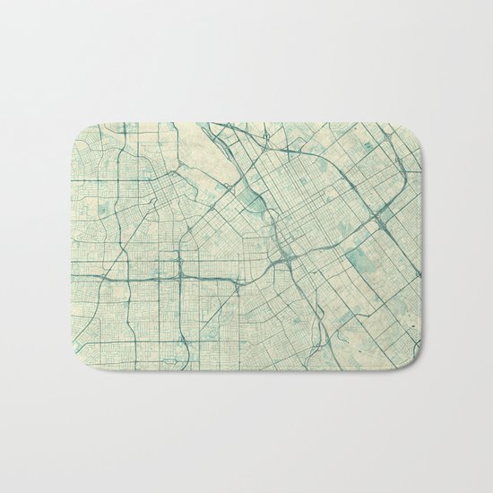 San Jose Map Blue Vintage Bath Mat