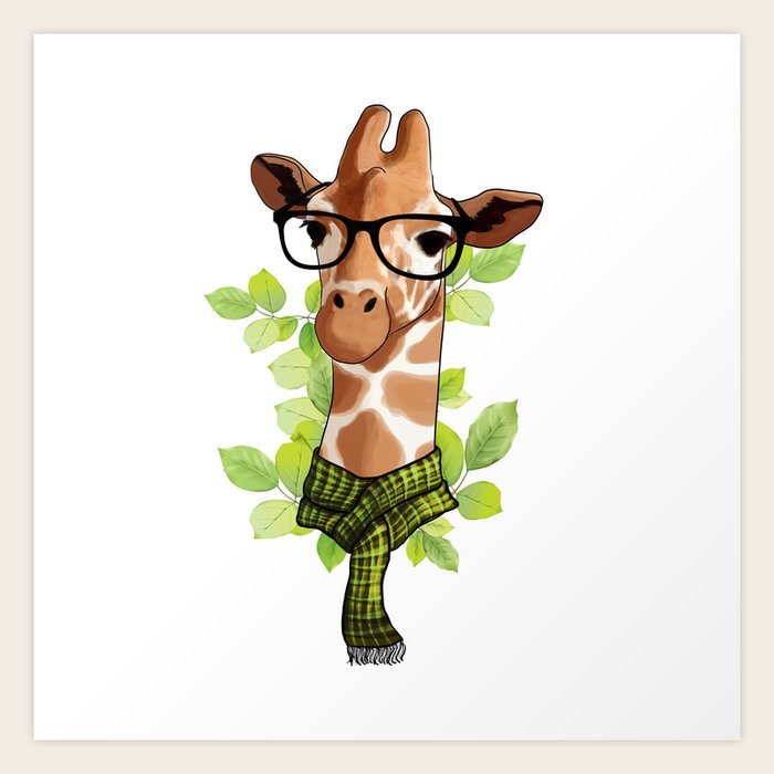Hipster Giraffe Art Print by JumperCat Society6