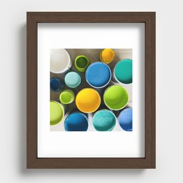Paint Pots Yellow Green Blue Recessed Framed Print