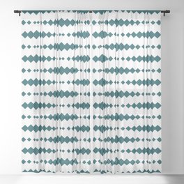 Teal Blue Geometric Horizontal Striped Pattern Sheer Curtain