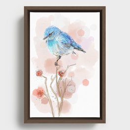 birdie on flower Framed Canvas