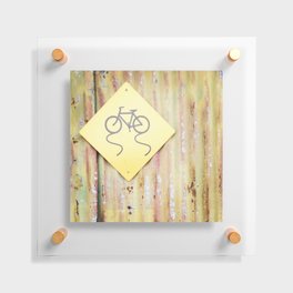 Yellow Bike Sign Floating Acrylic Print