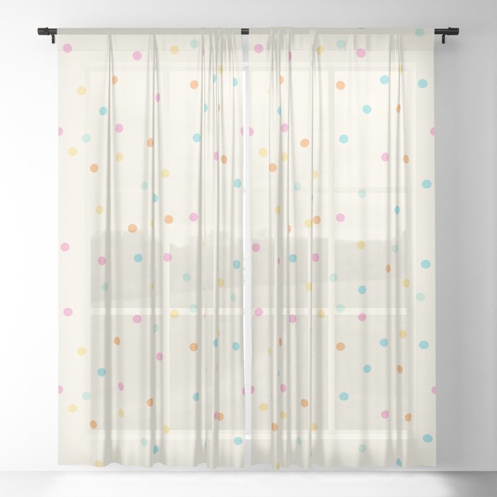 Colorful pastel dots over cream background Sheer Curtain