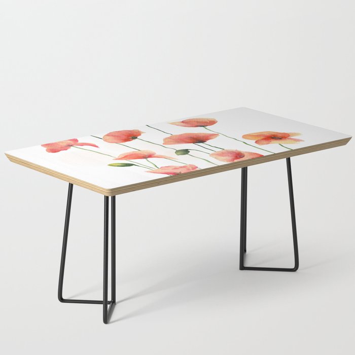 Poppies Watercolor White Background  Coffee Table