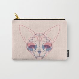 Sphynx Cat Skull Double Exposure - Overlay Hairless Kitty Illustration Carry-All Pouch