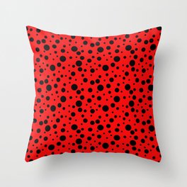 Ladybug style - scarlet red background and black polka dots Throw Pillow