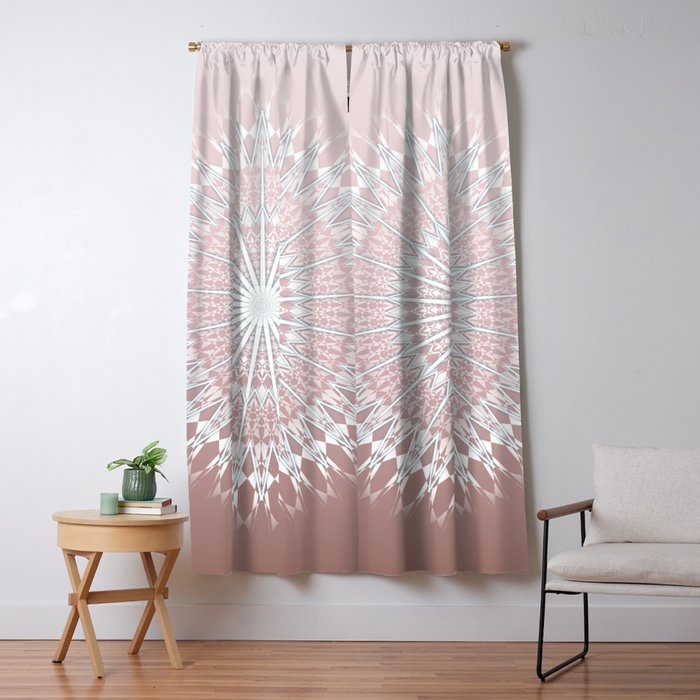 Dusky Pink White Mandala Blackout Curtain By Ninabaydur Society6