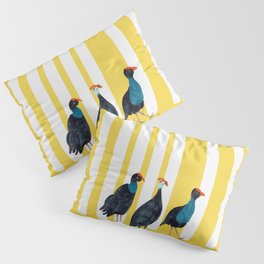 Three Birds Walking - Blue and Yellow Pillow Sham