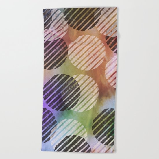 Circles and Lines in Rainbow Batik Beach Towel