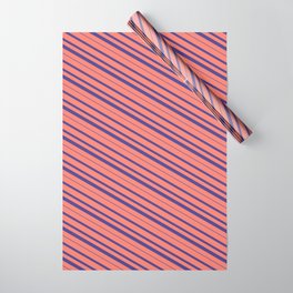 [ Thumbnail: Salmon and Dark Slate Blue Colored Lined/Striped Pattern Wrapping Paper ]