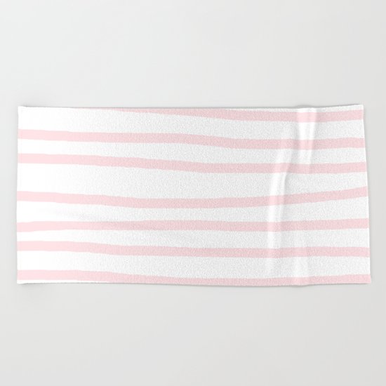 Simply Drawn Stripes in Pink Flamingo Beach Towel