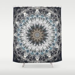 Gray, blue Mandala Shower Curtain