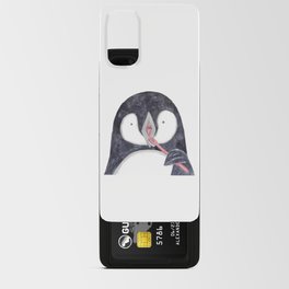 Penguin brushing teeth bath watercolor Android Card Case