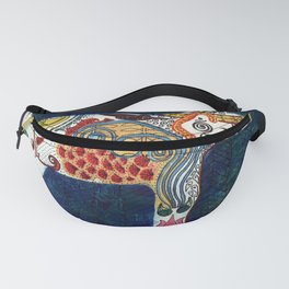 Queen Elephant - White painted elephant, India Inspired Exotic Art Print Fanny Pack