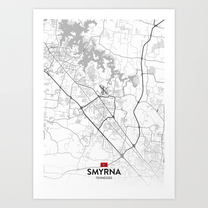 Smyrna, Tennessee, United States - Light City Map Art Print