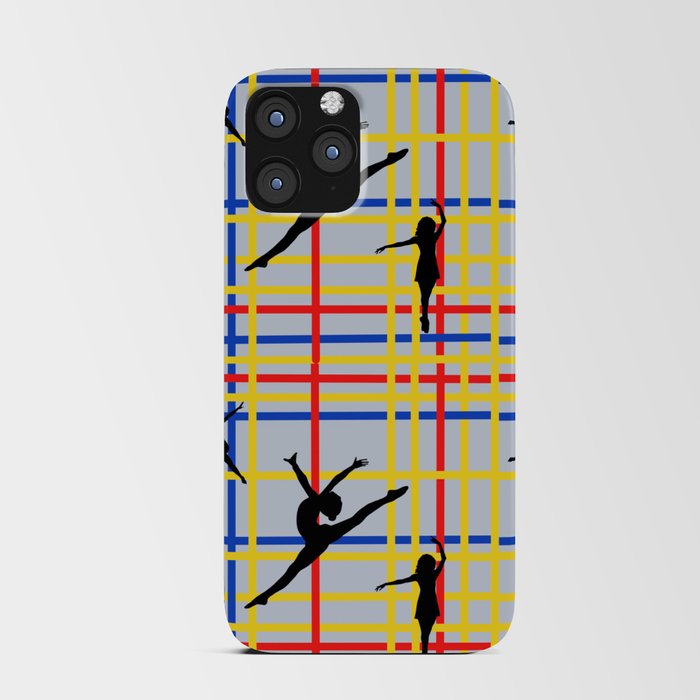 Dancing like Piet Mondrian - New York City I. Red, yellow, and Blue lines on the light blue background iPhone Card Case