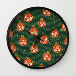 Flowery Christmas baubles Wall Clock