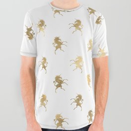 Gold Unicorn Pattern All Over Graphic Tee