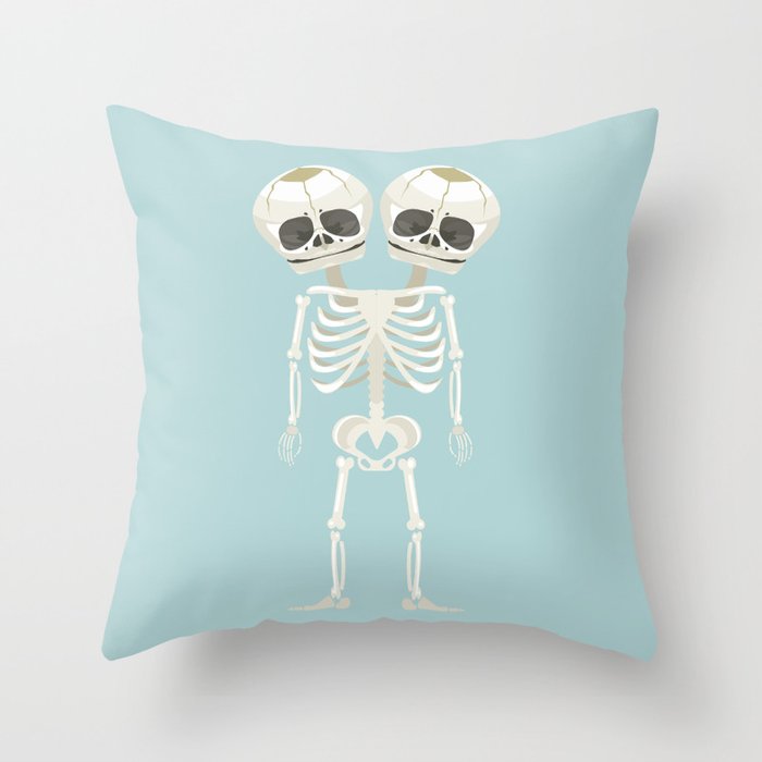 Siamese Twins Skeleton Throw Pillow
