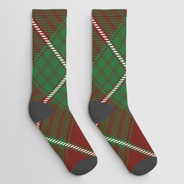 Red and Green Square Pattern Socks